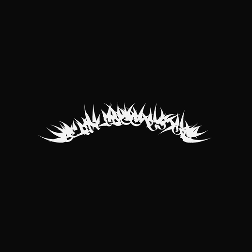 Black Metal band logo in Blackletter, arched, overgrown spikes