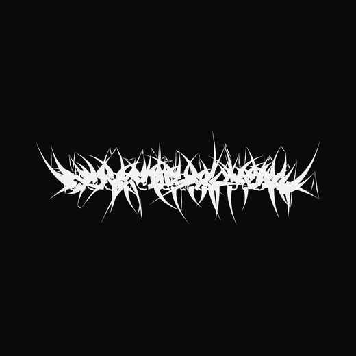 Black Metal band logo in Burned, straight, barely legible spikes