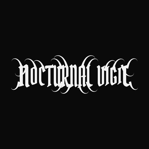 Black Metal band logo in Gothic, straight, overgrown spikes, vines, bulge shape