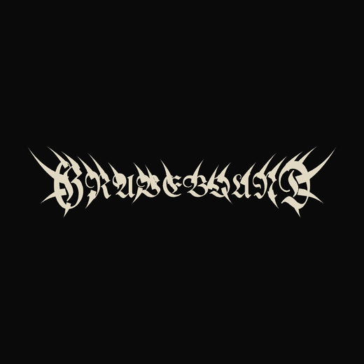 Death Metal band logo in Blackletter, straight, overgrown spikes, symmetric thorns, horns shape