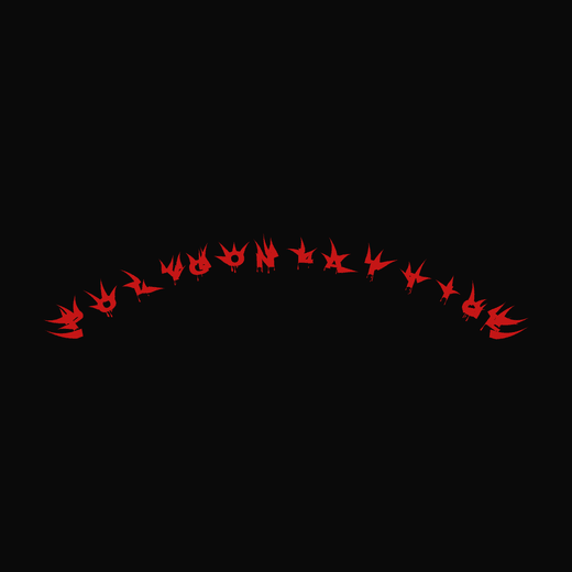 Djent band logo in Gore, arched, thorned spikes