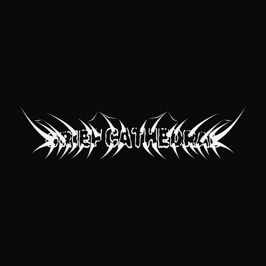 Doom Metal band logo in Burned, straight, barely legible spikes, symmetric thorns, bridge shape