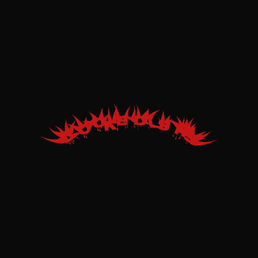 Grindcore band logo in Gore, arched, thorned spikes