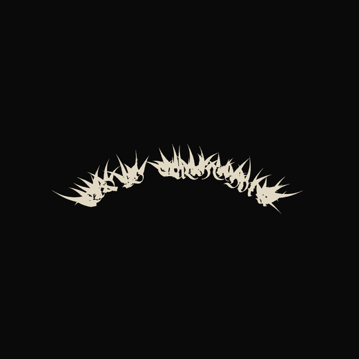 Metal band logo in Blackletter, arched, overgrown spikes
