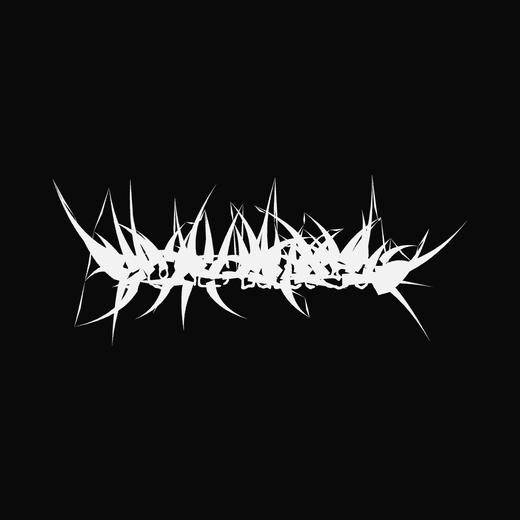 Metal band logo in Burned, straight, barely legible spikes