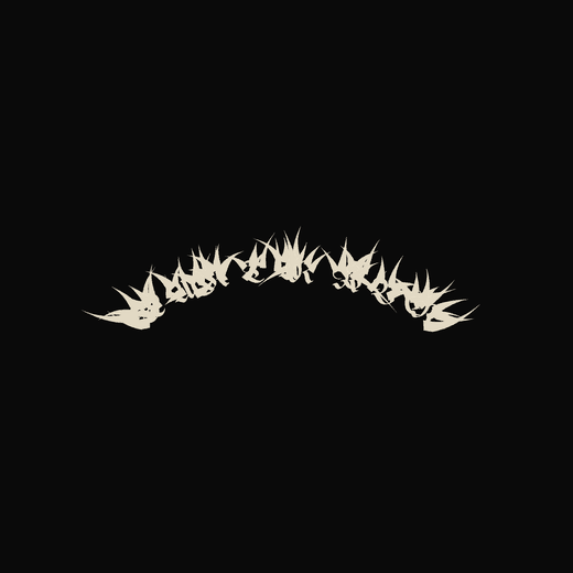 Sludge Metal band logo in Blackletter, arched, overgrown spikes