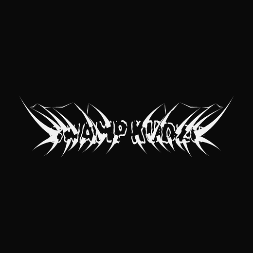 Sludge Metal band logo in Burned, straight, barely legible spikes, symmetric thorns, bridge shape