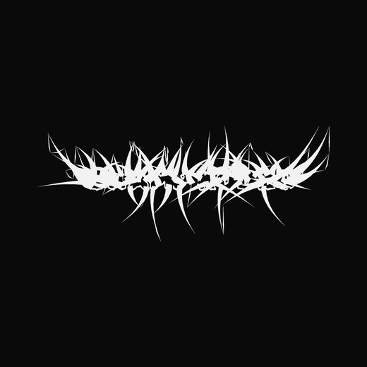 Sludge Metal band logo in Burned, straight, barely legible spikes