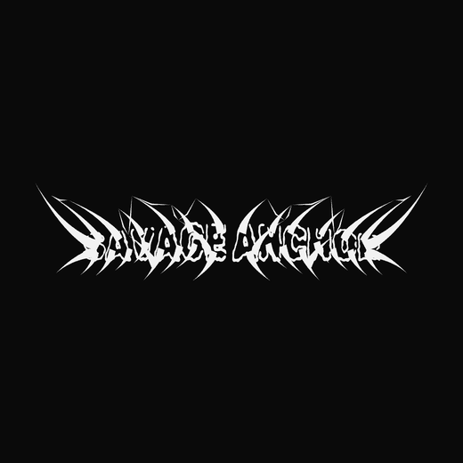 Thrash Metal band logo in Burned, straight, barely legible spikes, symmetric thorns, bridge shape