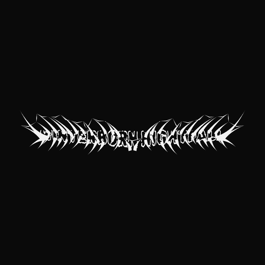 Unreadable Metal Logo  in Burned, straight, barely legible spikes, symmetric thorns, wedge shape