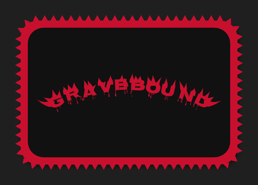 Death metal embroidered patch: an arched logo in red thread with a red merrow border
