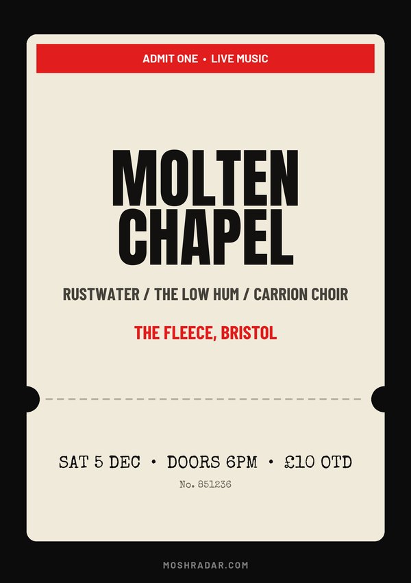 Admission ticket gig poster template for flyers, all-dayers, record shop shows — A5 print