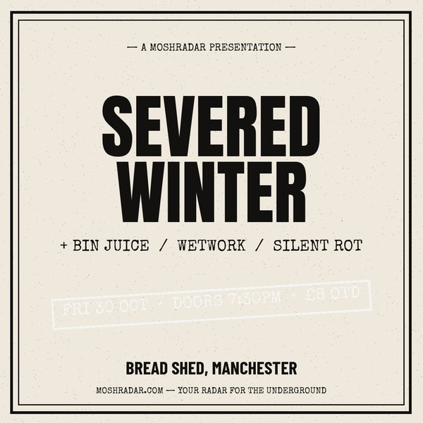 Grindcore gig poster example — Severed Winter at Bread Shed, Manchester