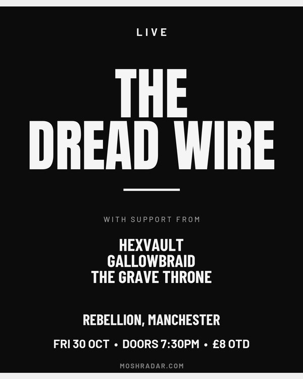 Metal gig poster example — The Dread Wire at Rebellion, Manchester
