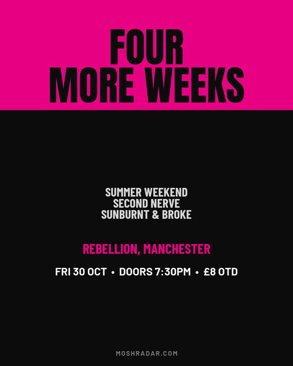 Pop Punk gig poster example — Four More Weeks at Rebellion, Manchester