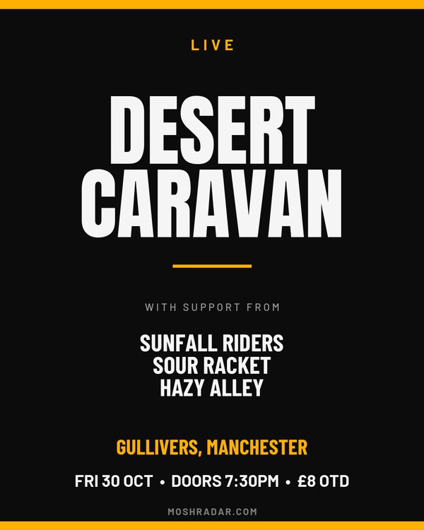 Stoner Rock gig poster example — Desert Caravan at Gullivers, Manchester