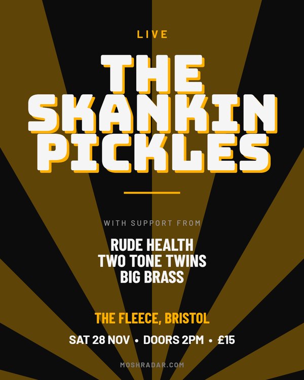 Sunburst gig poster template for ska, pop punk, all-dayers — Portrait