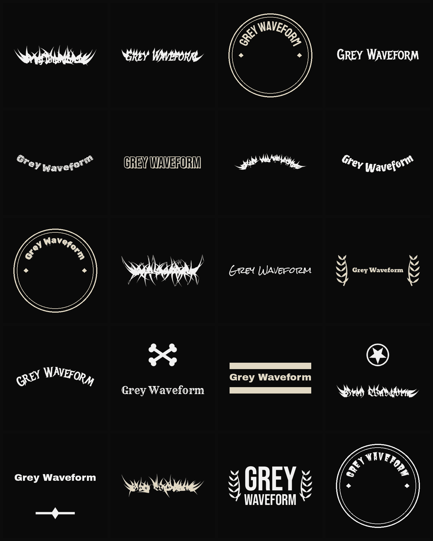 Twenty Grey Waveform band logo ideas — different faces, treatments and spike settings