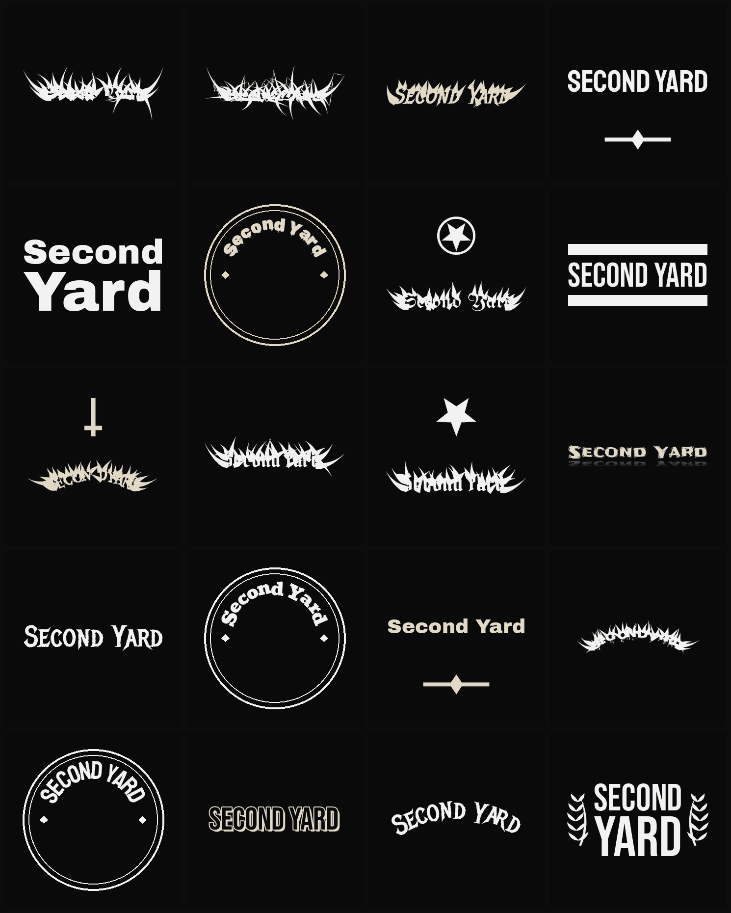 Twenty Second Yard band logo ideas — different faces, treatments and spike settings