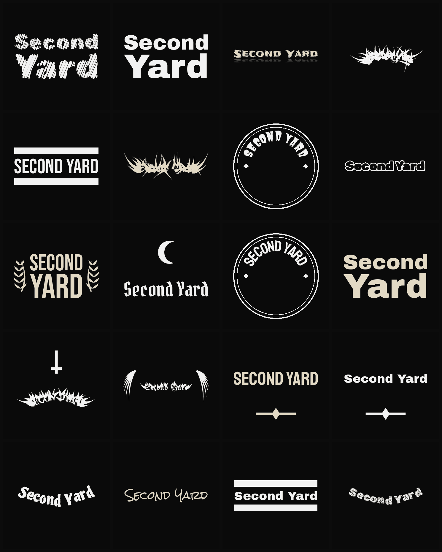 Twenty Second Yard band logo ideas — different faces, treatments and spike settings