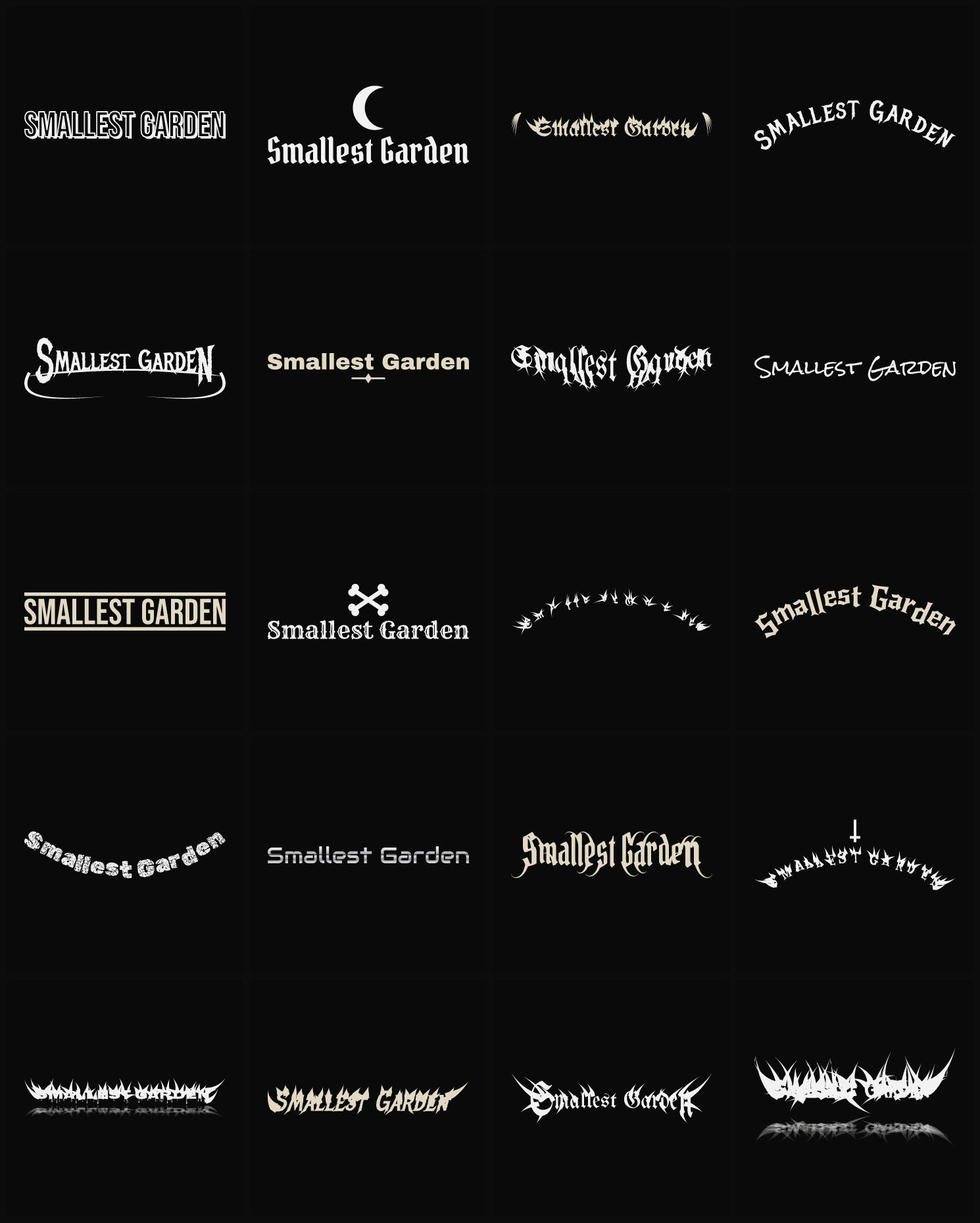 Twenty Smallest Garden band logo ideas — different faces, treatments and spike settings