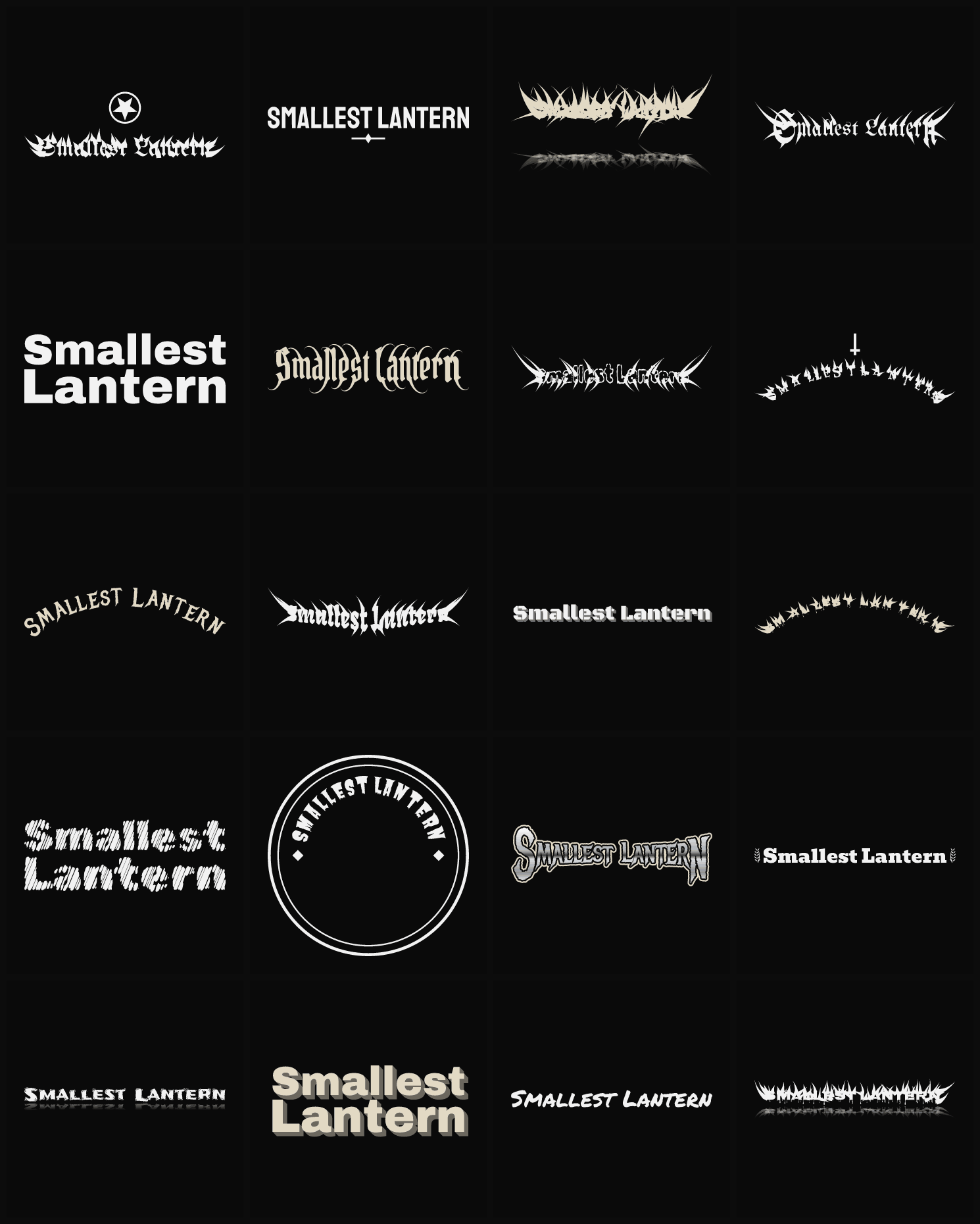 Twenty Smallest Lantern band logo ideas — different faces, treatments and spike settings