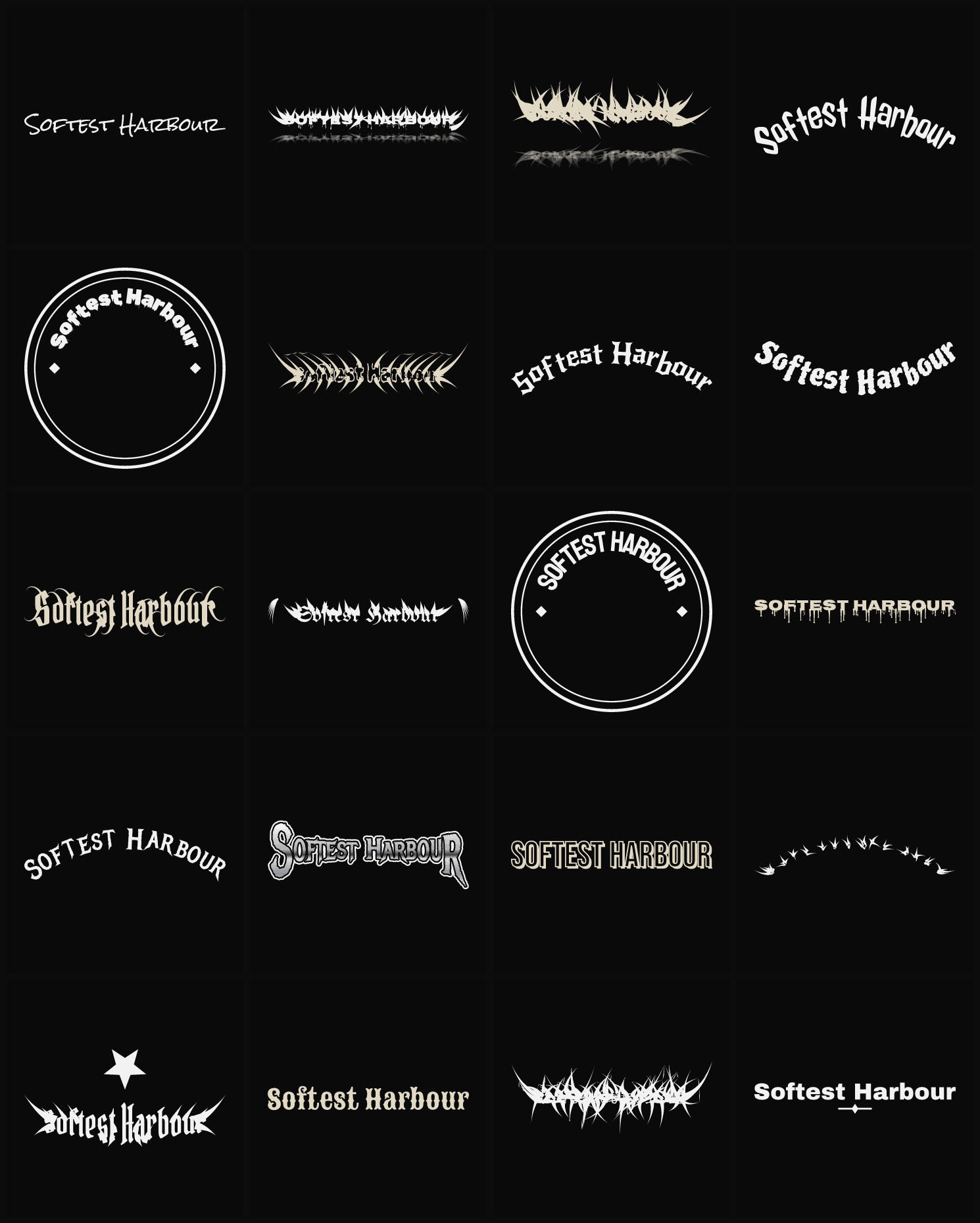 Twenty Softest Harbour band logo ideas — different faces, treatments and spike settings