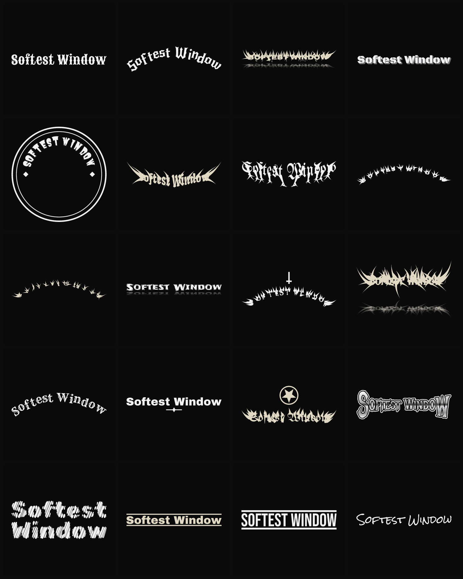Twenty Softest Window band logo ideas — different faces, treatments and spike settings