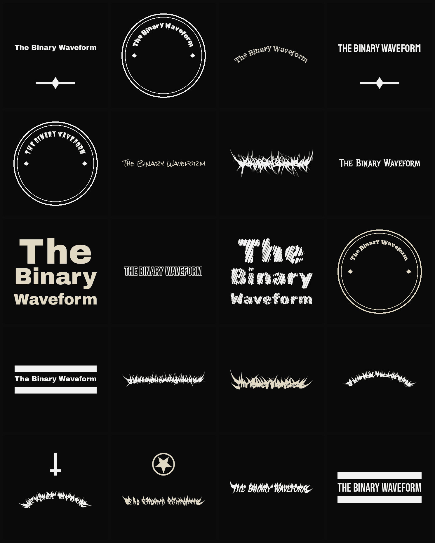 Twenty The Binary Waveform band logo ideas — different faces, treatments and spike settings