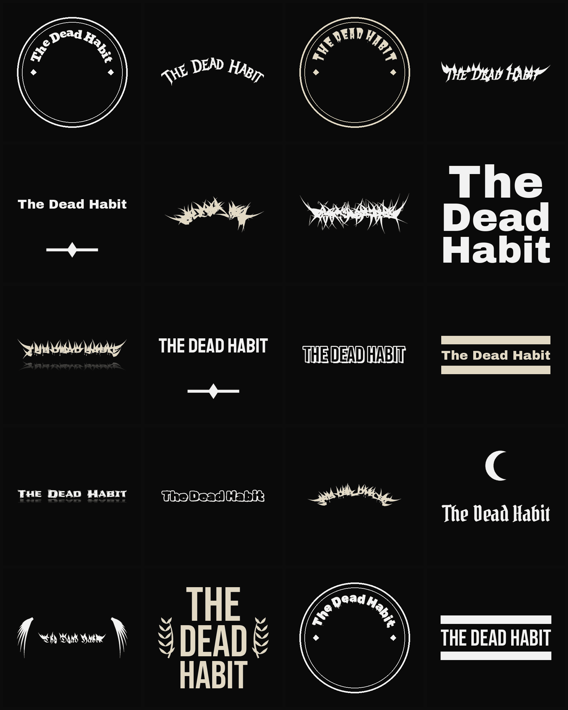 Twenty The Dead Habit band logo ideas — different faces, treatments and spike settings