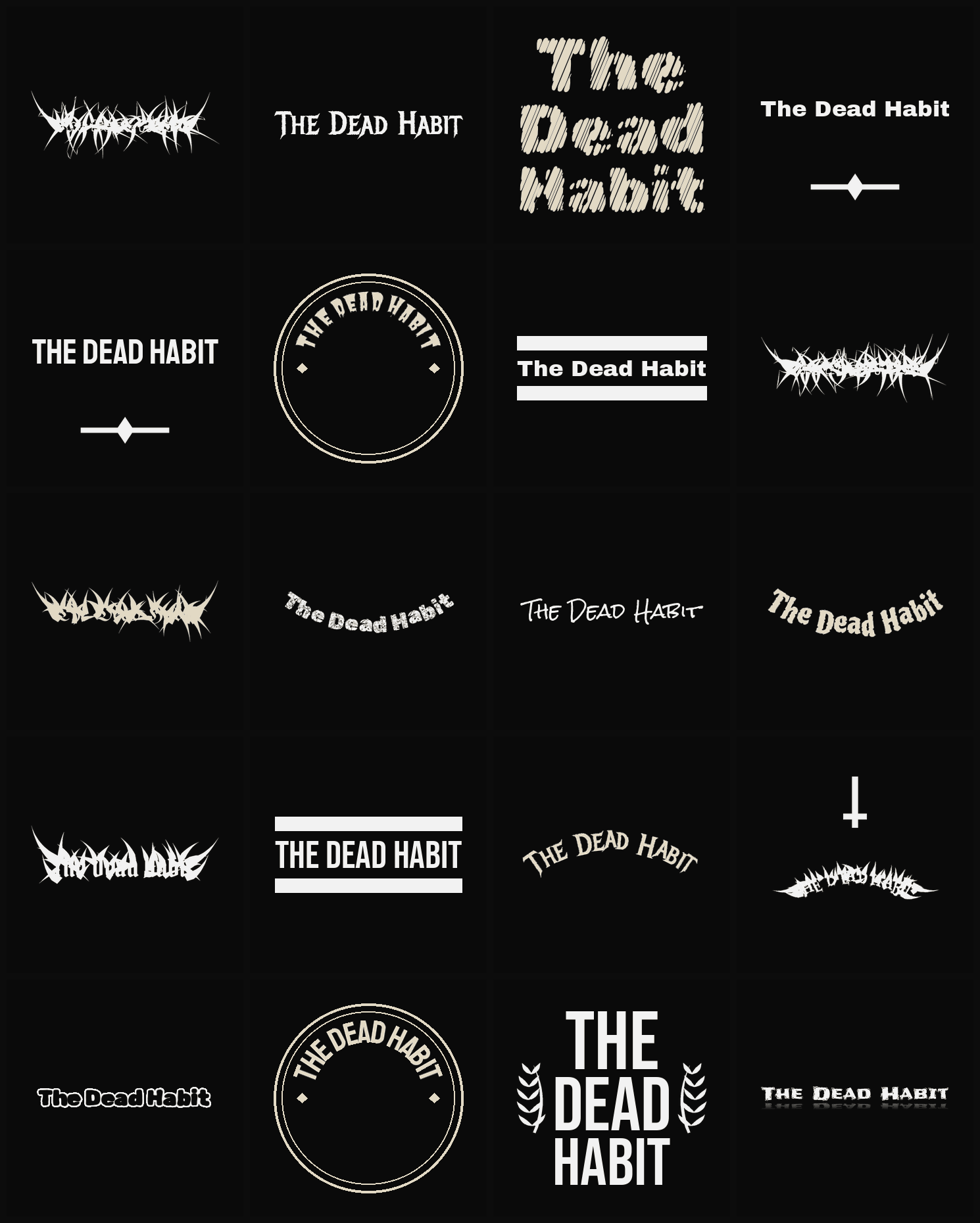 Twenty The Dead Habit band logo ideas — different faces, treatments and spike settings