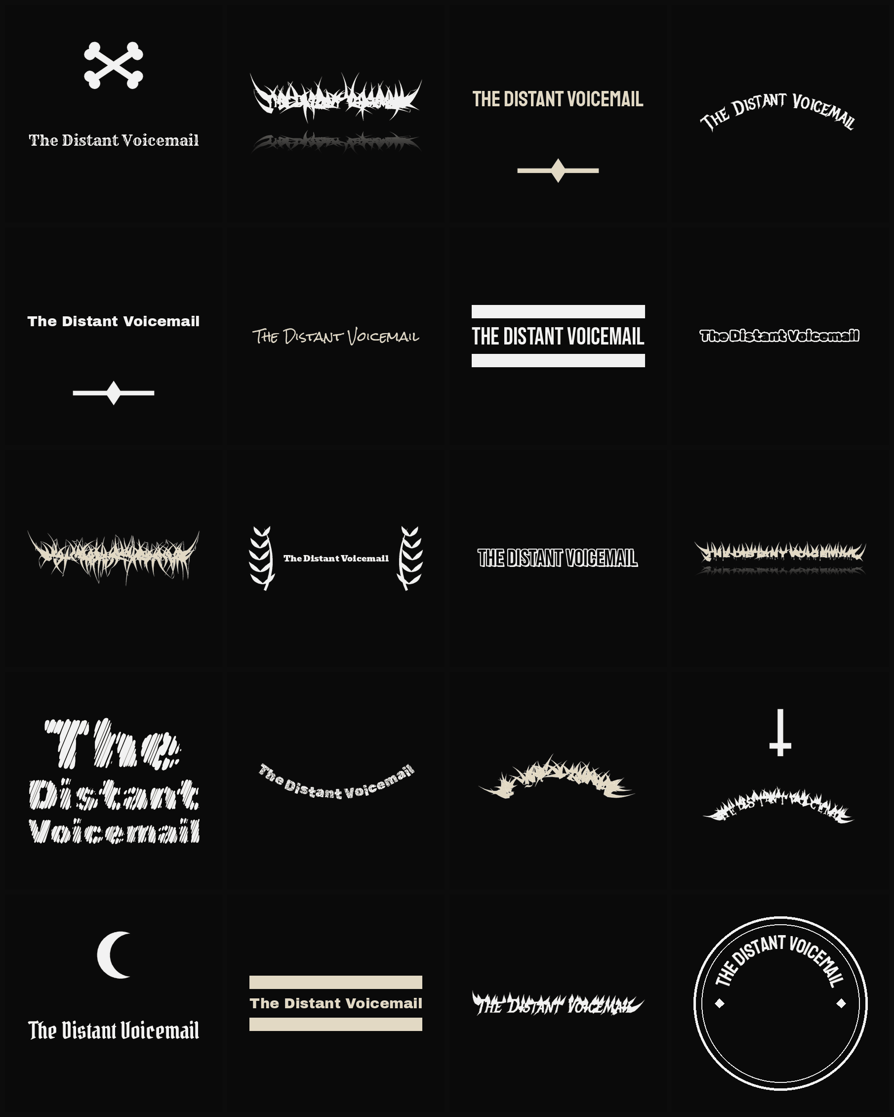 Twenty The Distant Voicemail band logo ideas — different faces, treatments and spike settings