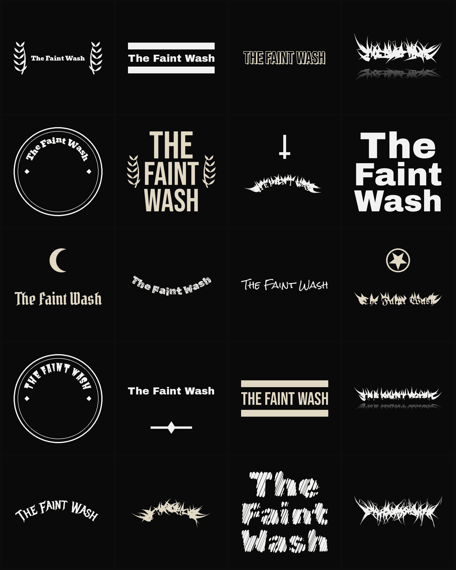 Twenty The Faint Wash band logo ideas — different faces, treatments and spike settings