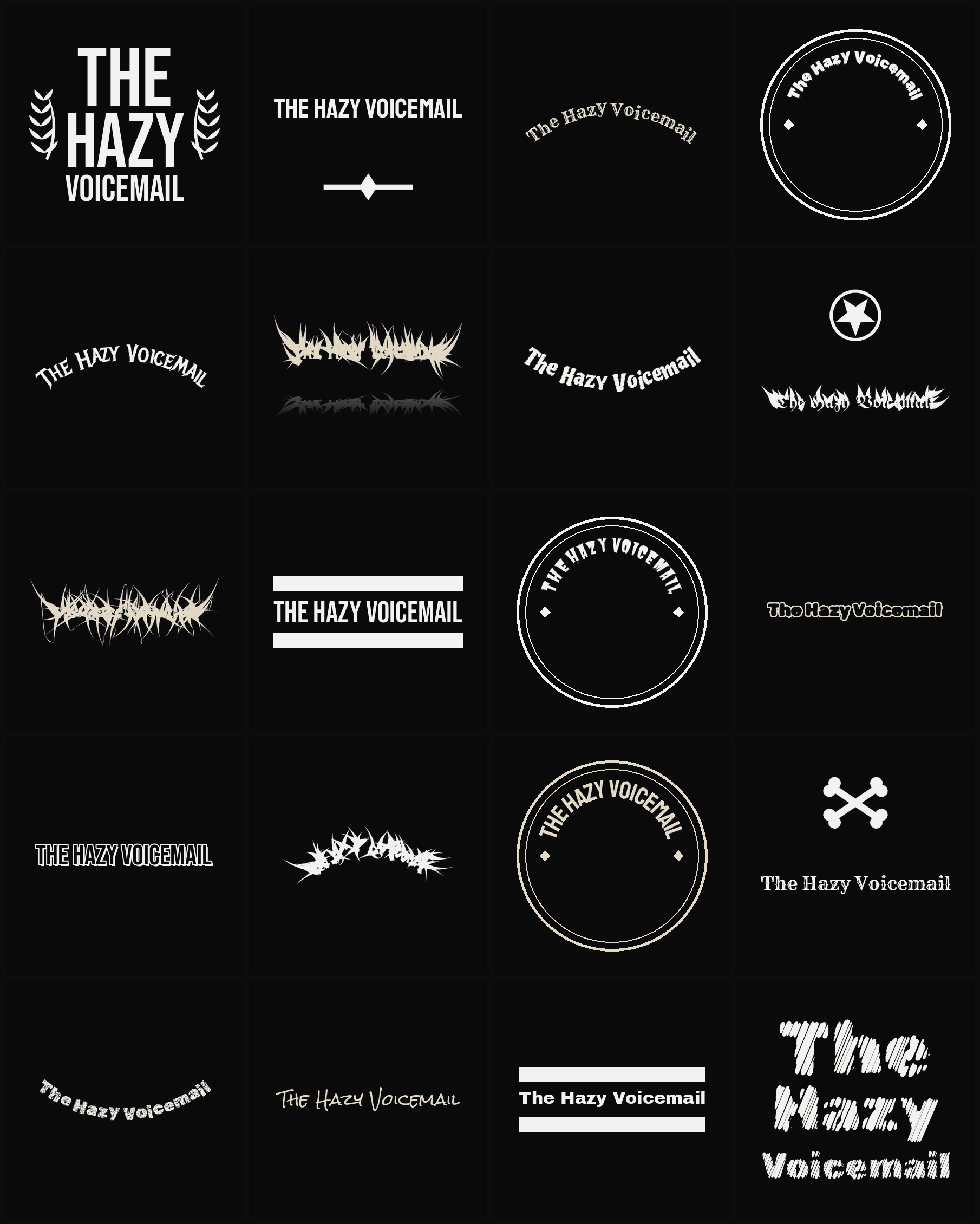 Twenty The Hazy Voicemail band logo ideas — different faces, treatments and spike settings
