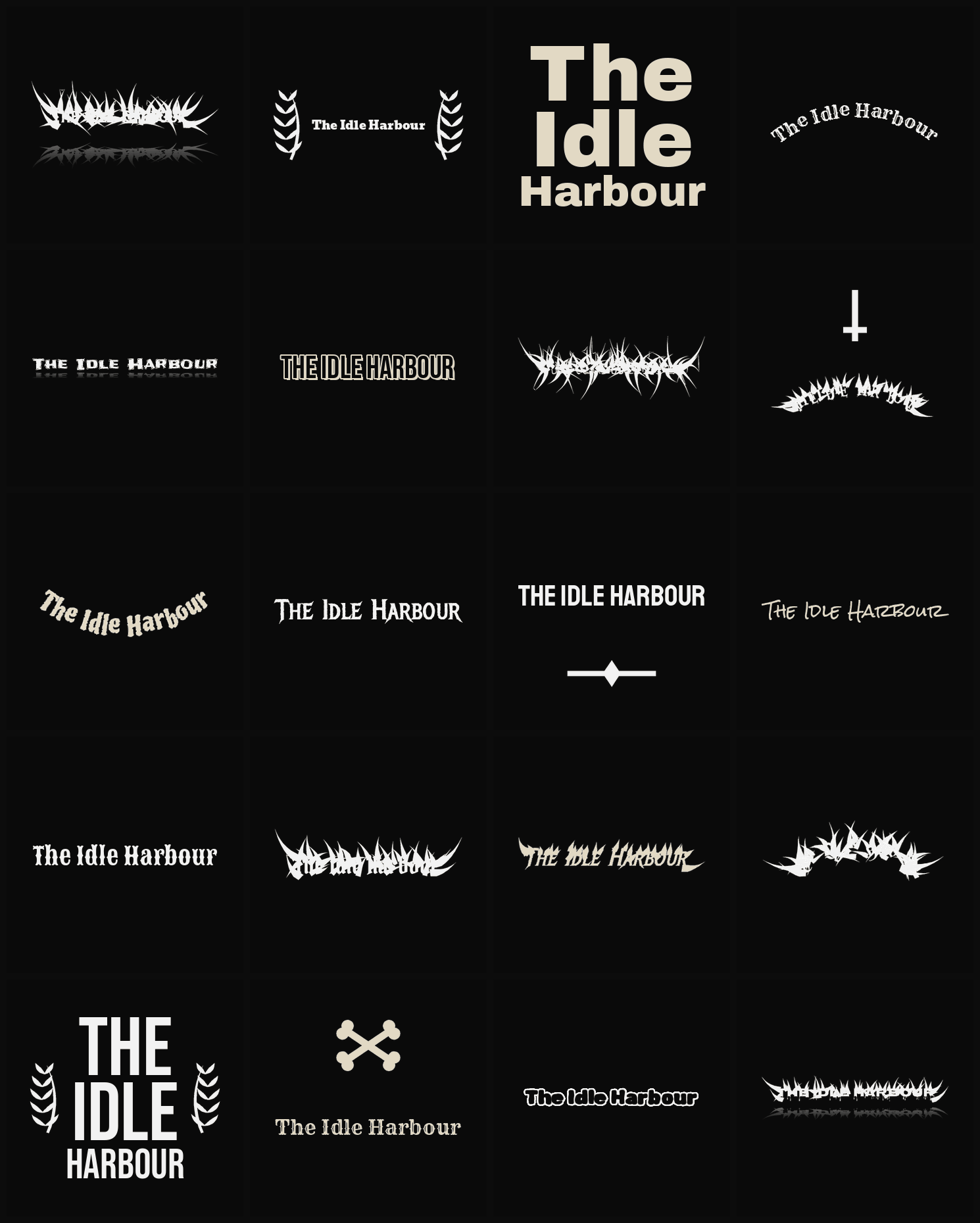 Twenty The Idle Harbour band logo ideas — different faces, treatments and spike settings