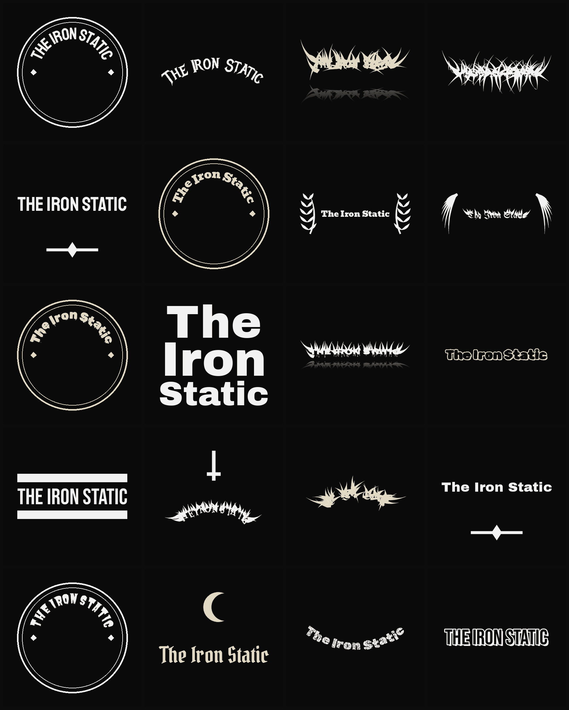Twenty The Iron Static band logo ideas — different faces, treatments and spike settings