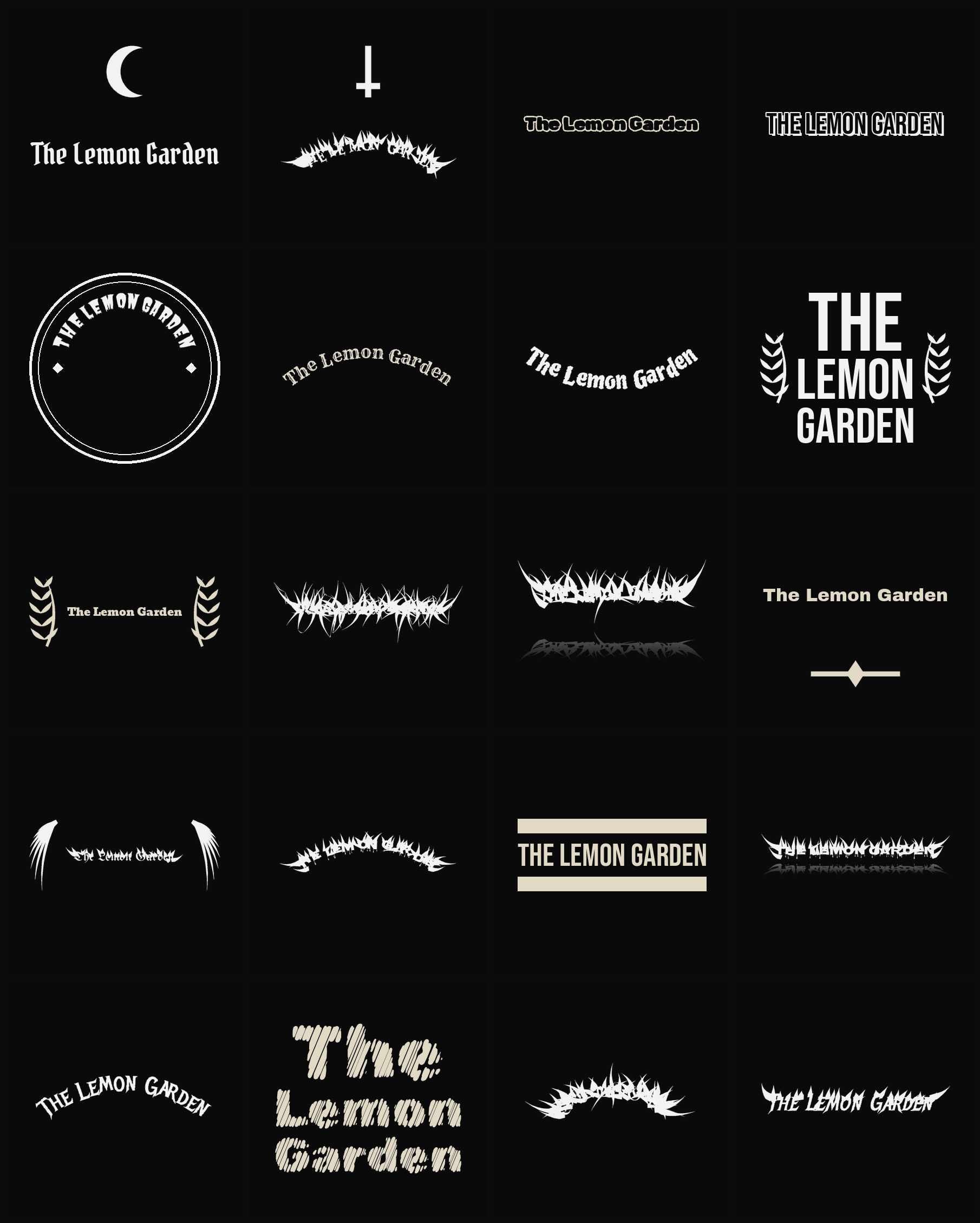 Twenty The Lemon Garden band logo ideas — different faces, treatments and spike settings