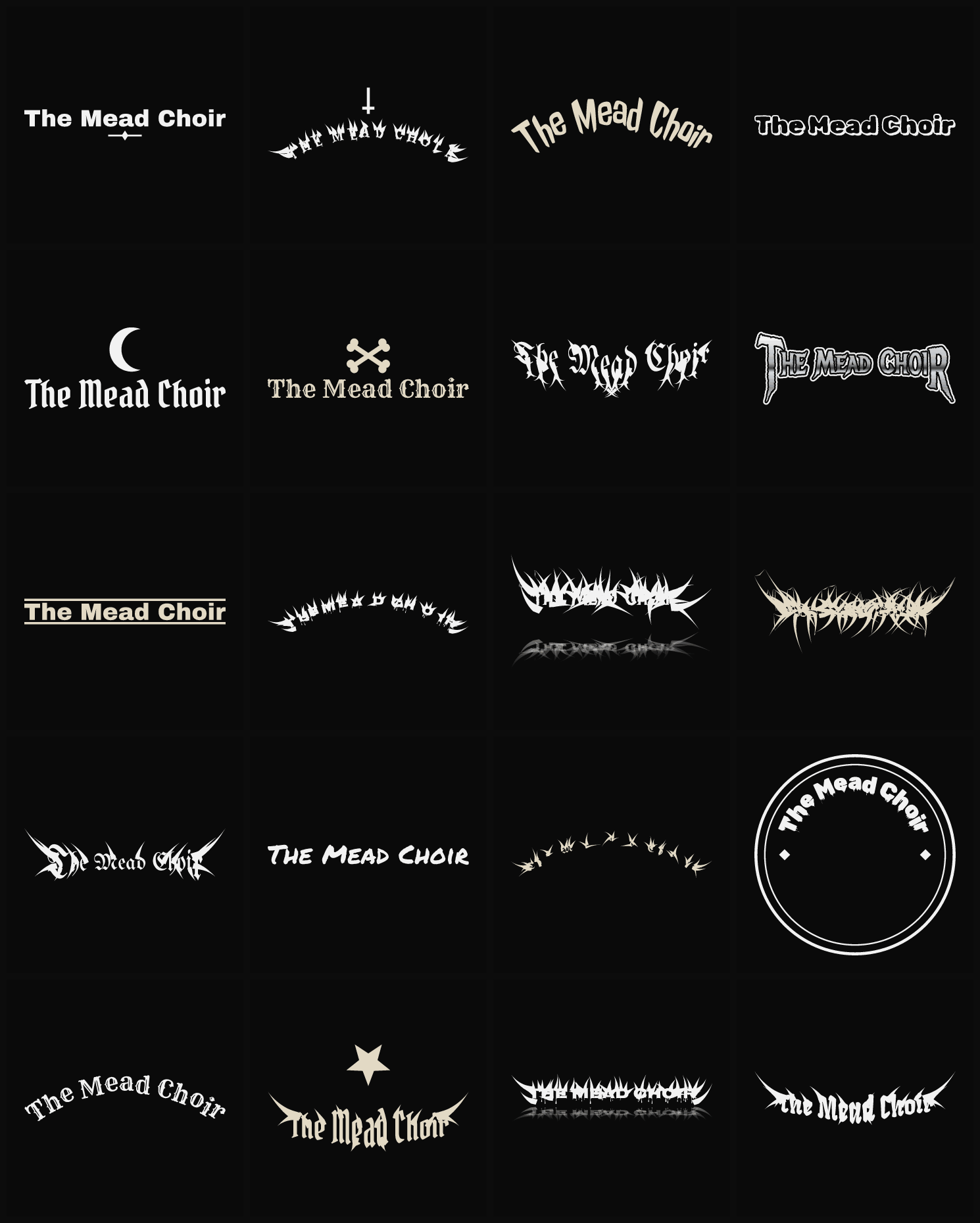 Twenty The Mead Choir band logo ideas — different faces, treatments and spike settings