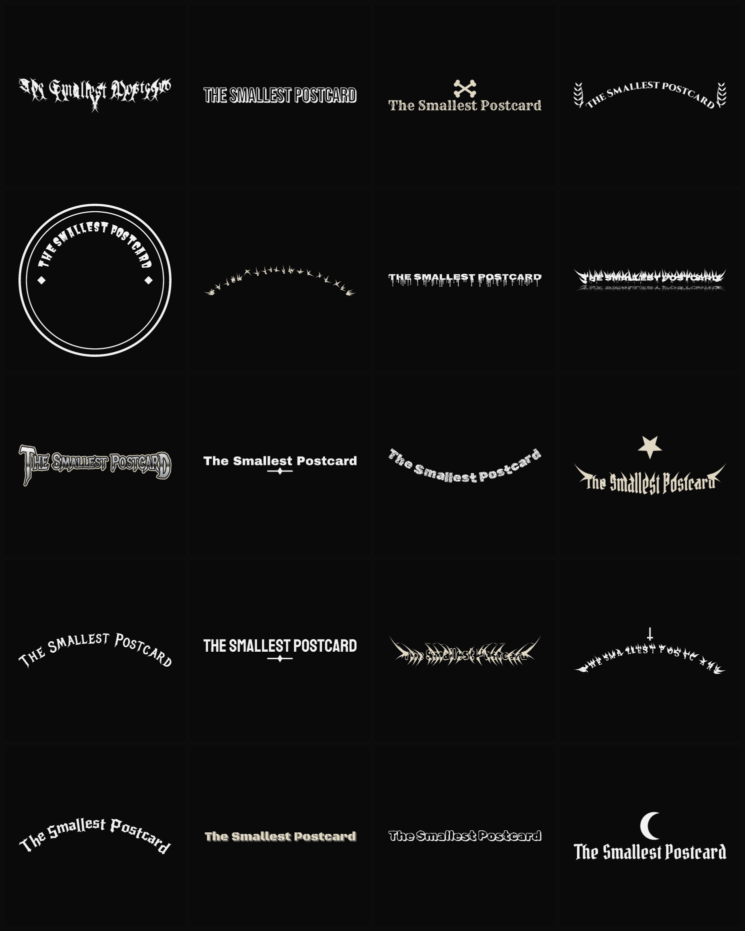 Twenty The Smallest Postcard band logo ideas — different faces, treatments and spike settings