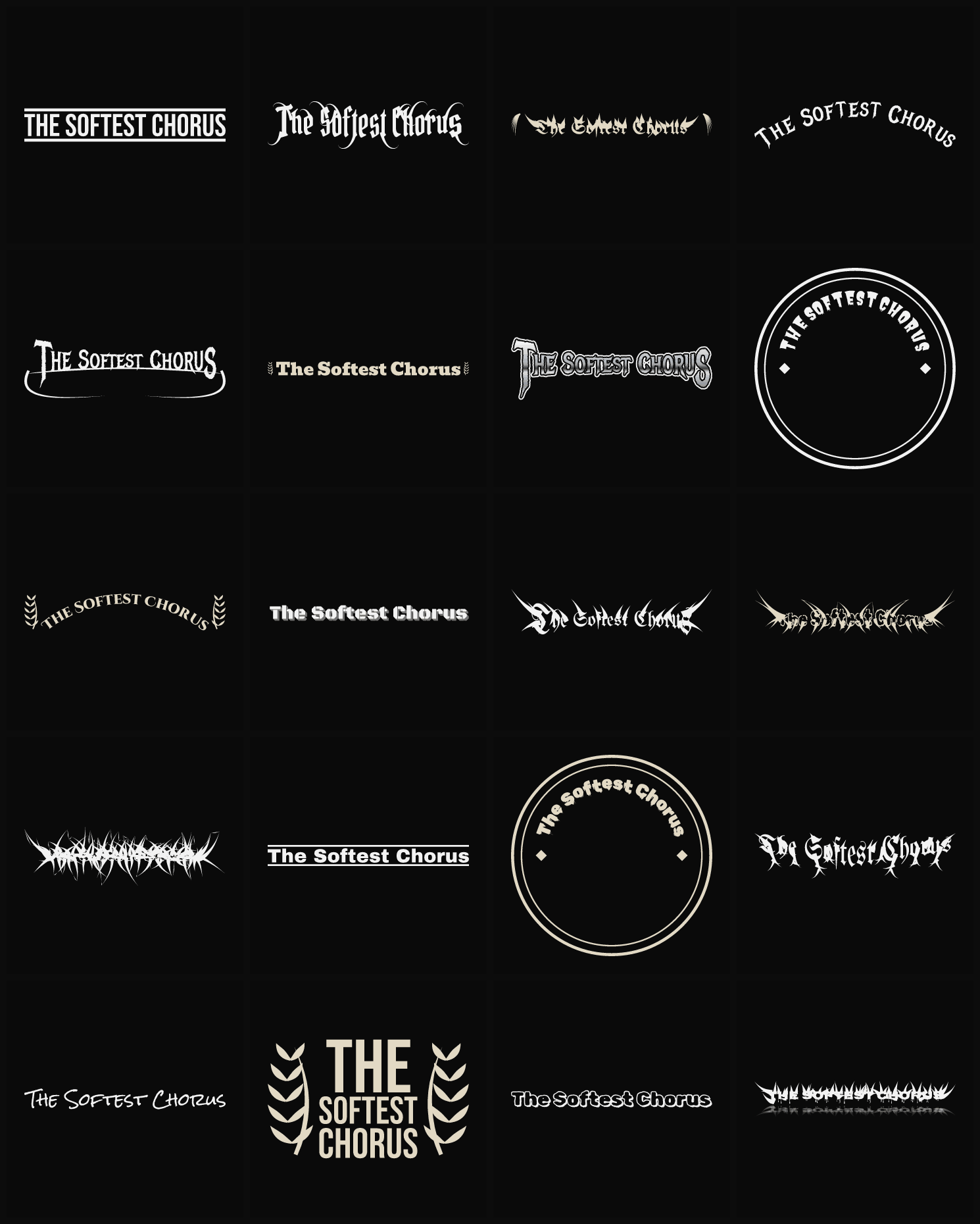 Twenty The Softest Chorus band logo ideas — different faces, treatments and spike settings
