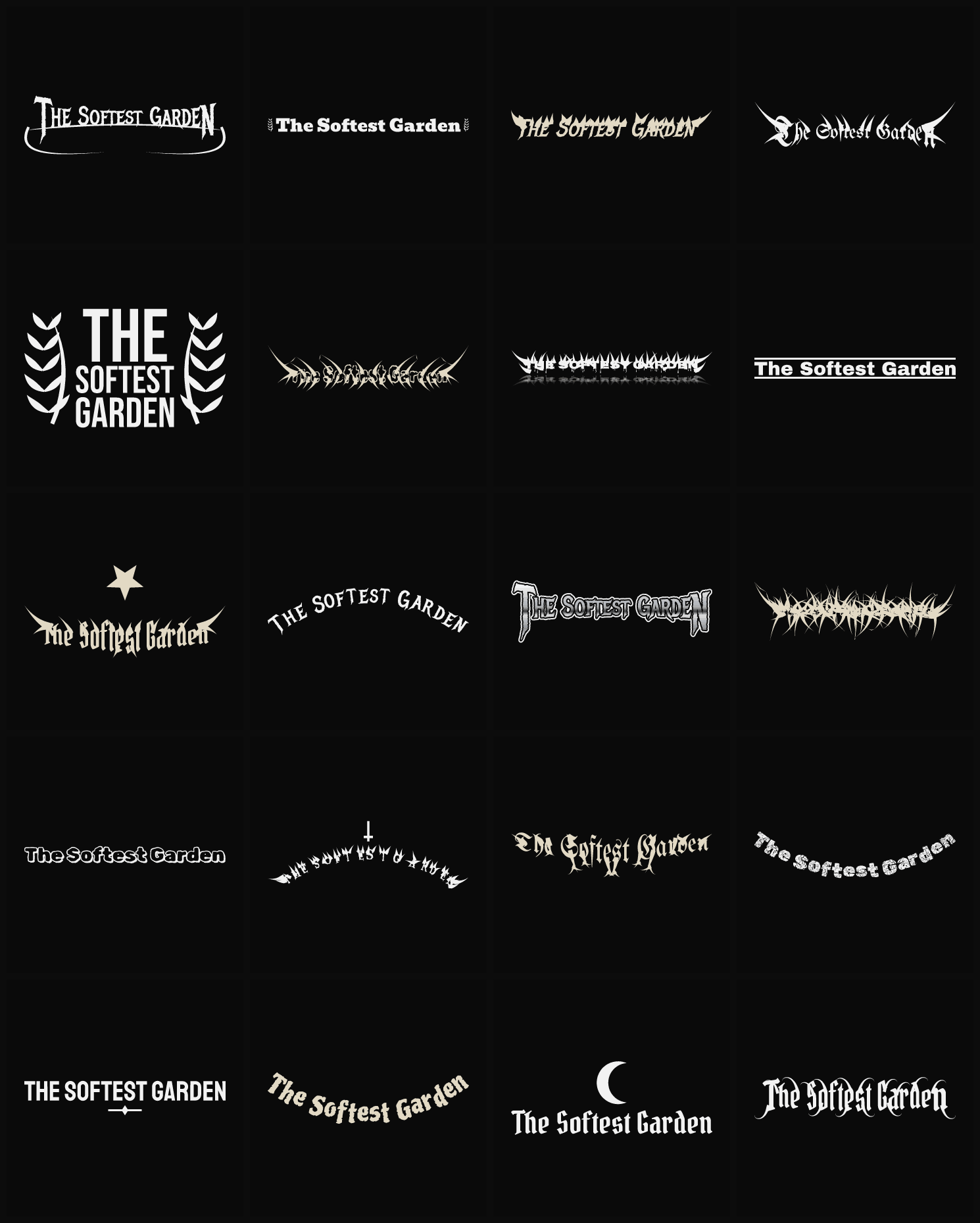 Twenty The Softest Garden band logo ideas — different faces, treatments and spike settings
