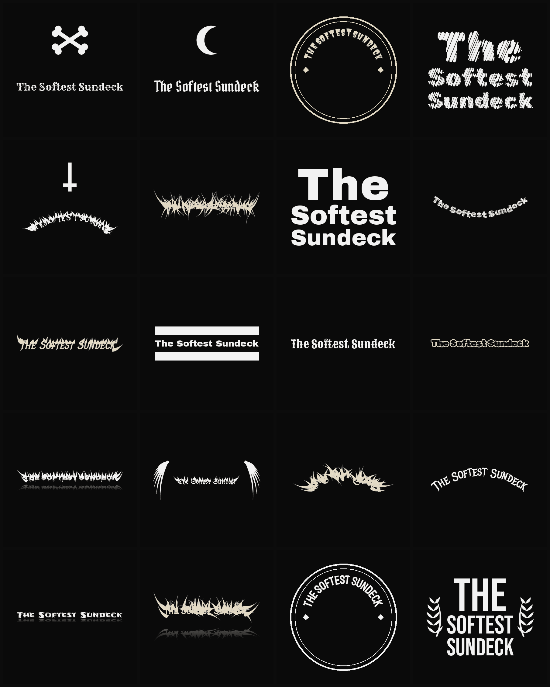 Twenty The Softest Sundeck band logo ideas — different faces, treatments and spike settings