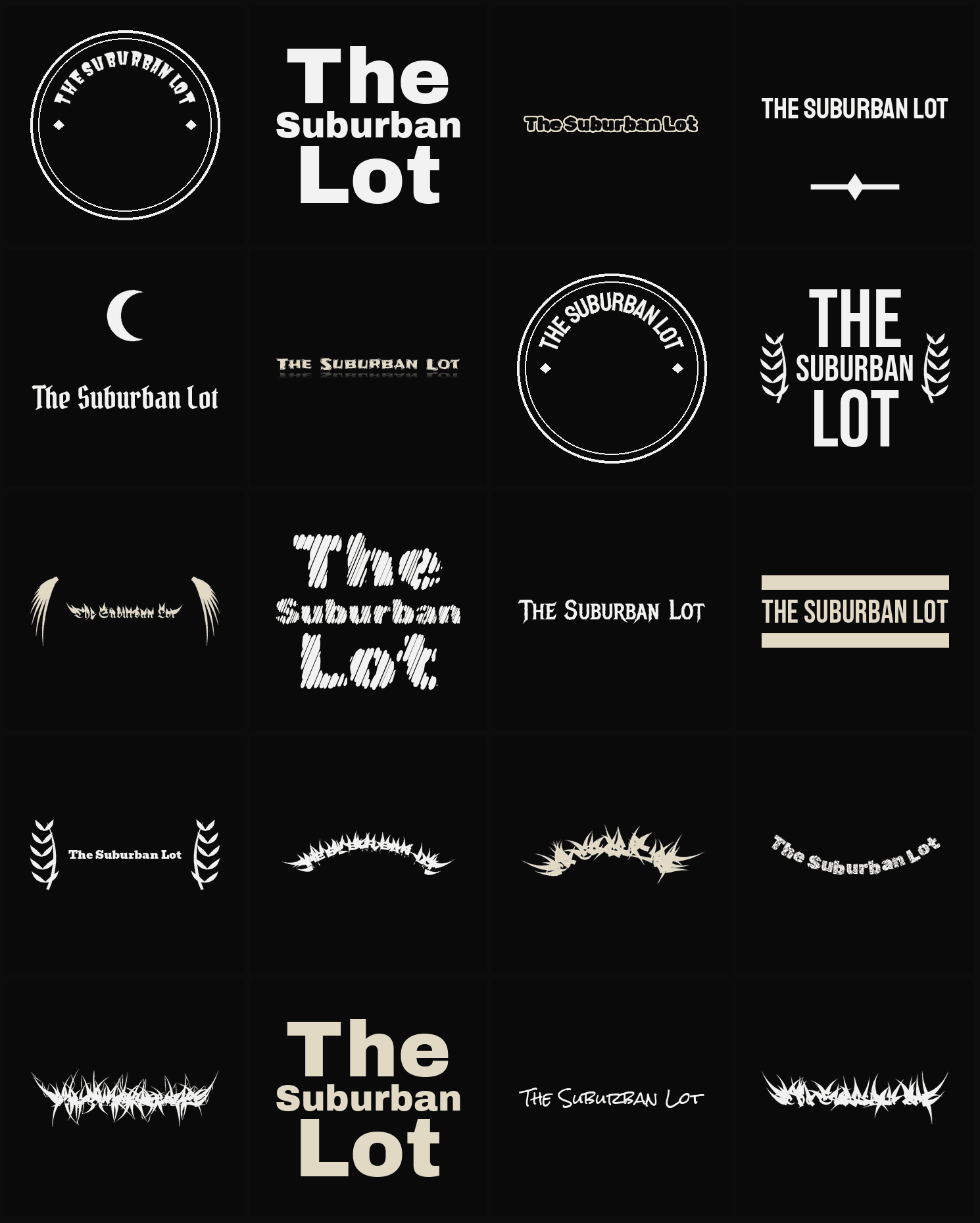 Twenty The Suburban Lot band logo ideas — different faces, treatments and spike settings
