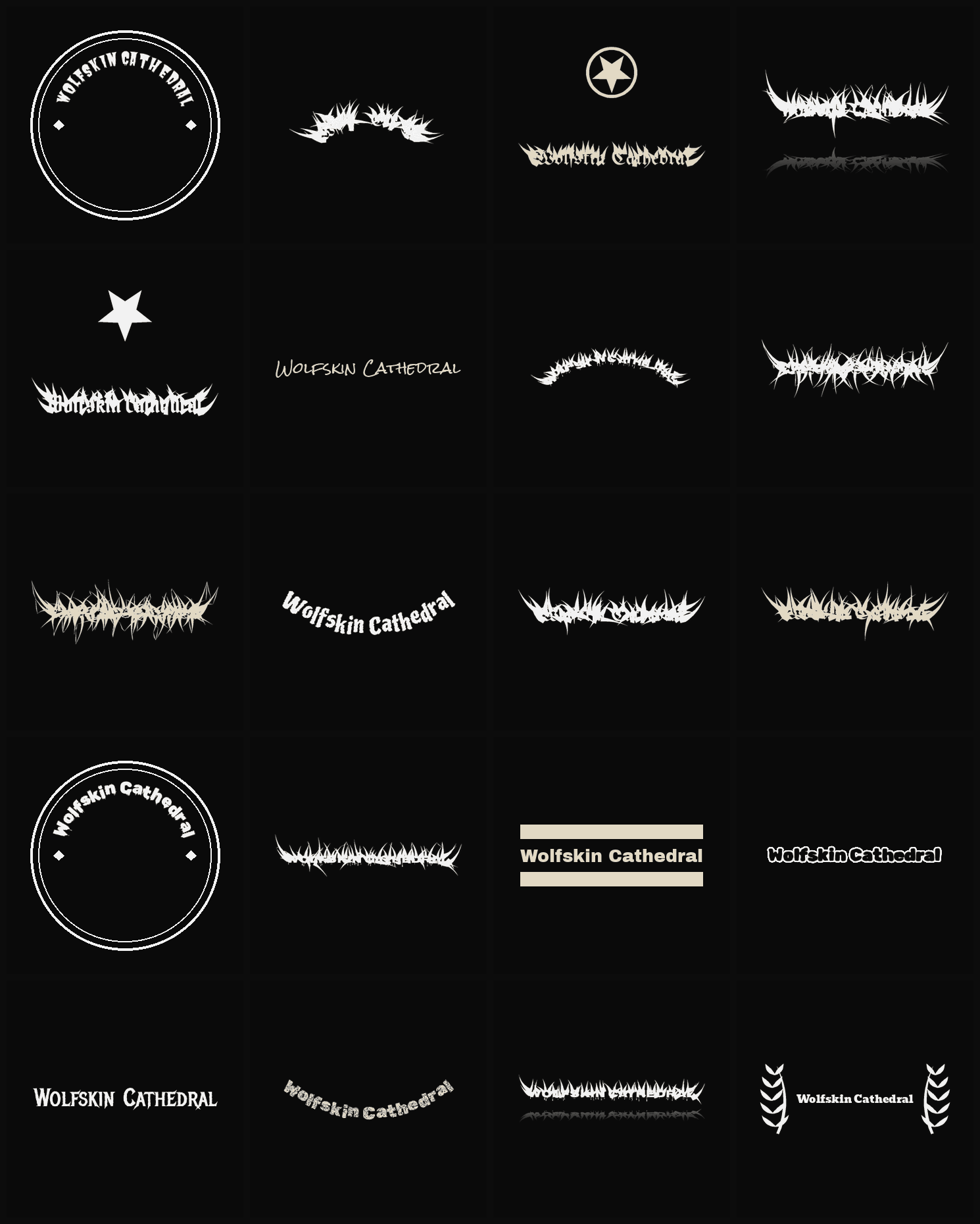 Twenty Wolfskin Cathedral band logo ideas — different faces, treatments and spike settings